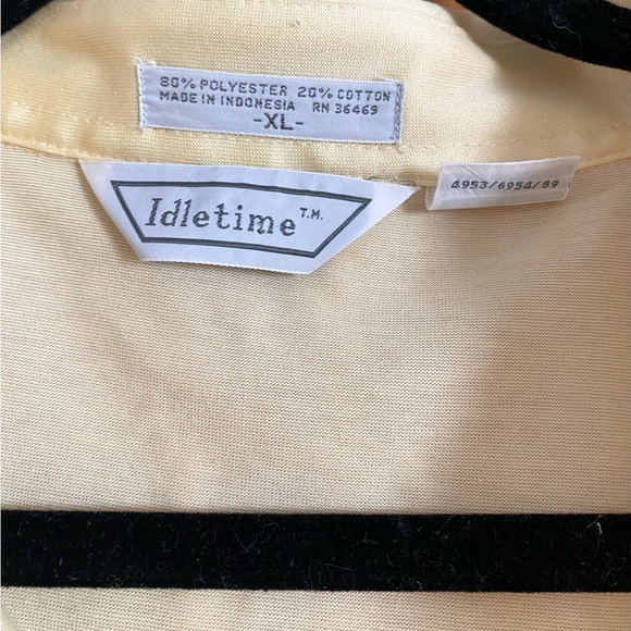 Vintage Idletime Mens 70s Yellow 1/4 Button Short Sleeve Polo Shirt Size XL - Picture 7 of 12